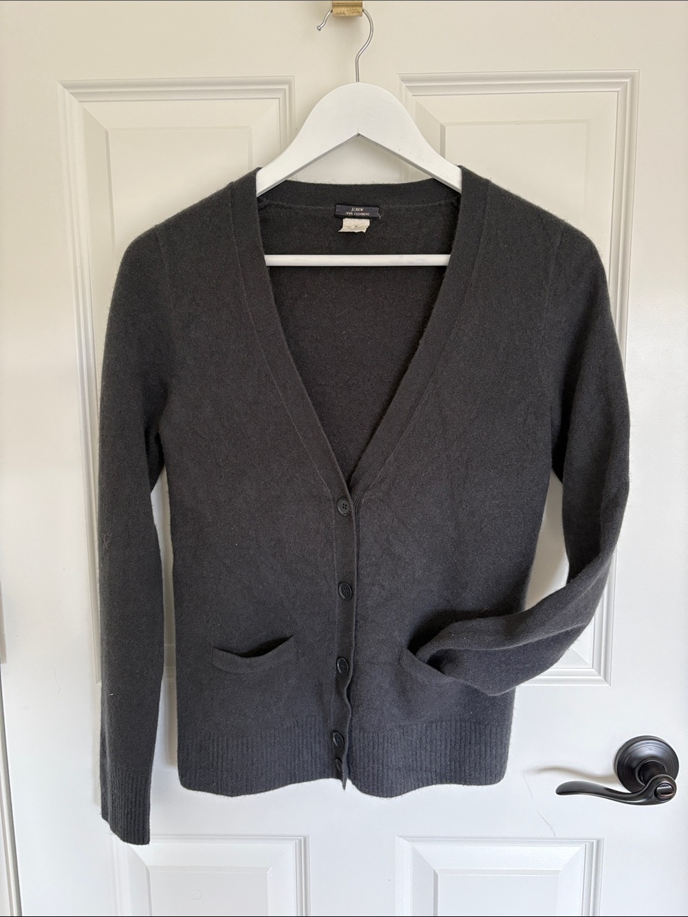J. Crew 100% Cashmere Cardigan in Charcoal Grey